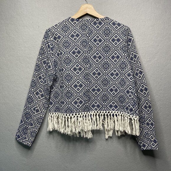 Cupcakes and Cashmere Womens Open Cardigan Jacket M Blue Tasseled Long Sleeve - Picture 5 of 6